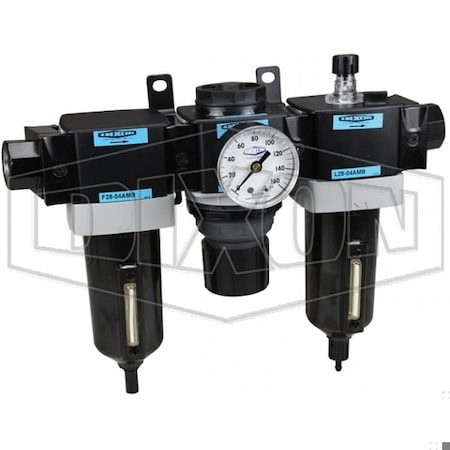 Dixon Wilkerson by Standard Combination Unit with Sight Glass, 3/4 in NPT/BSPP-G Port, 175 SCFM Flow Rate C28-06AMB